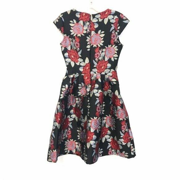 New ModCloth‎ Yumi Black Floral Tapestry Dress Pink Red Roses  Sz 4 - Picture 5 of 10